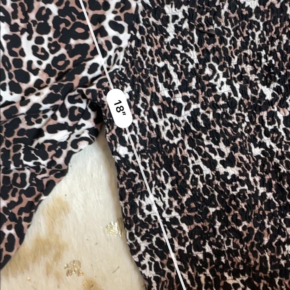 Leopard print smocked puffy sleeve top - Picture 3 of 4